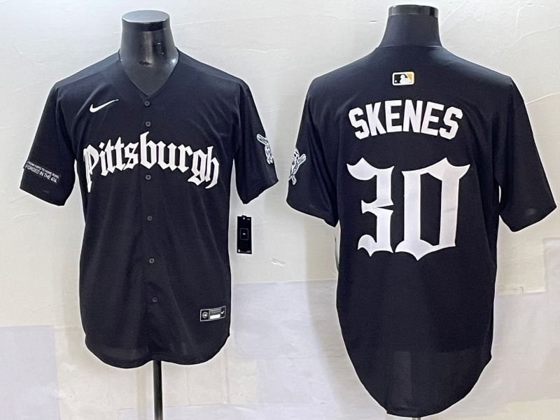 Men 2025 Pittsburgh Pirates #30 Skenes Black Five generations Joint Name Nike MLB Jersey style 12->pittsburgh pirates->MLB Jersey